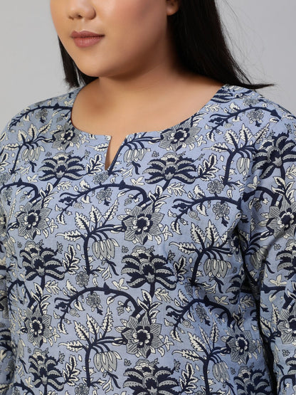 Women Blue Printed Night Suit | LASVINI - Redefining Indian Fashion with Elegance