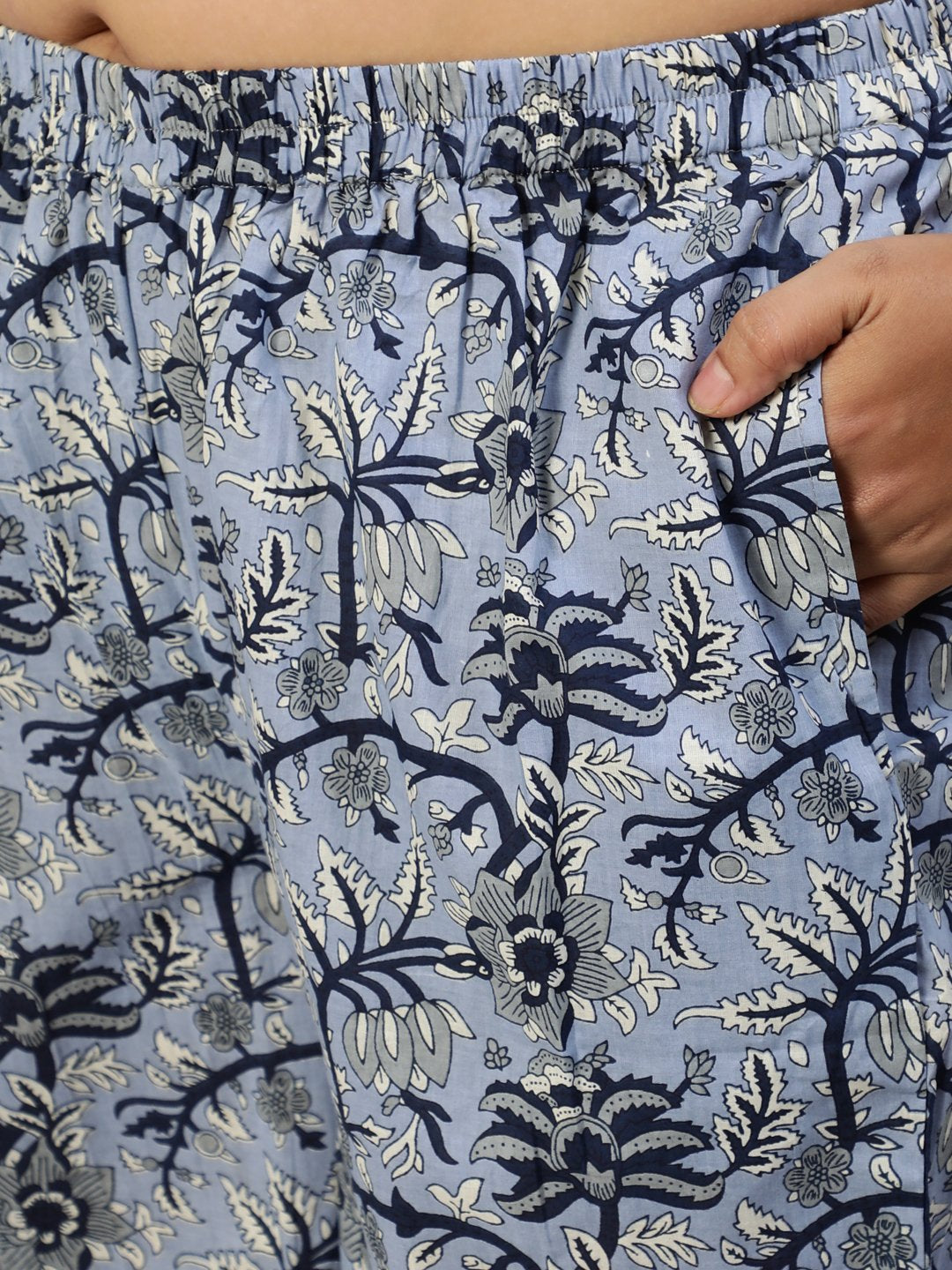 Women Blue Printed Night Suit | LASVINI - Redefining Indian Fashion with Elegance