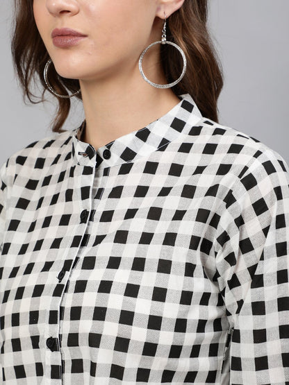 Women Black & White Checked Printed Top | LASVINI - Redefining Indian Fashion with Elegance
