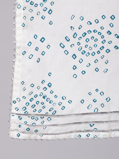 Women Off White Printed Flared Kurta With Trouser & Dupatta | LASVINI - Redefining Indian Fashion with Elegance