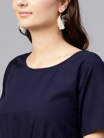 Multi Colored Maxi Dress With Round Neck And Half Sleeves | LASVINI - Redefining Indian Fashion with Elegance