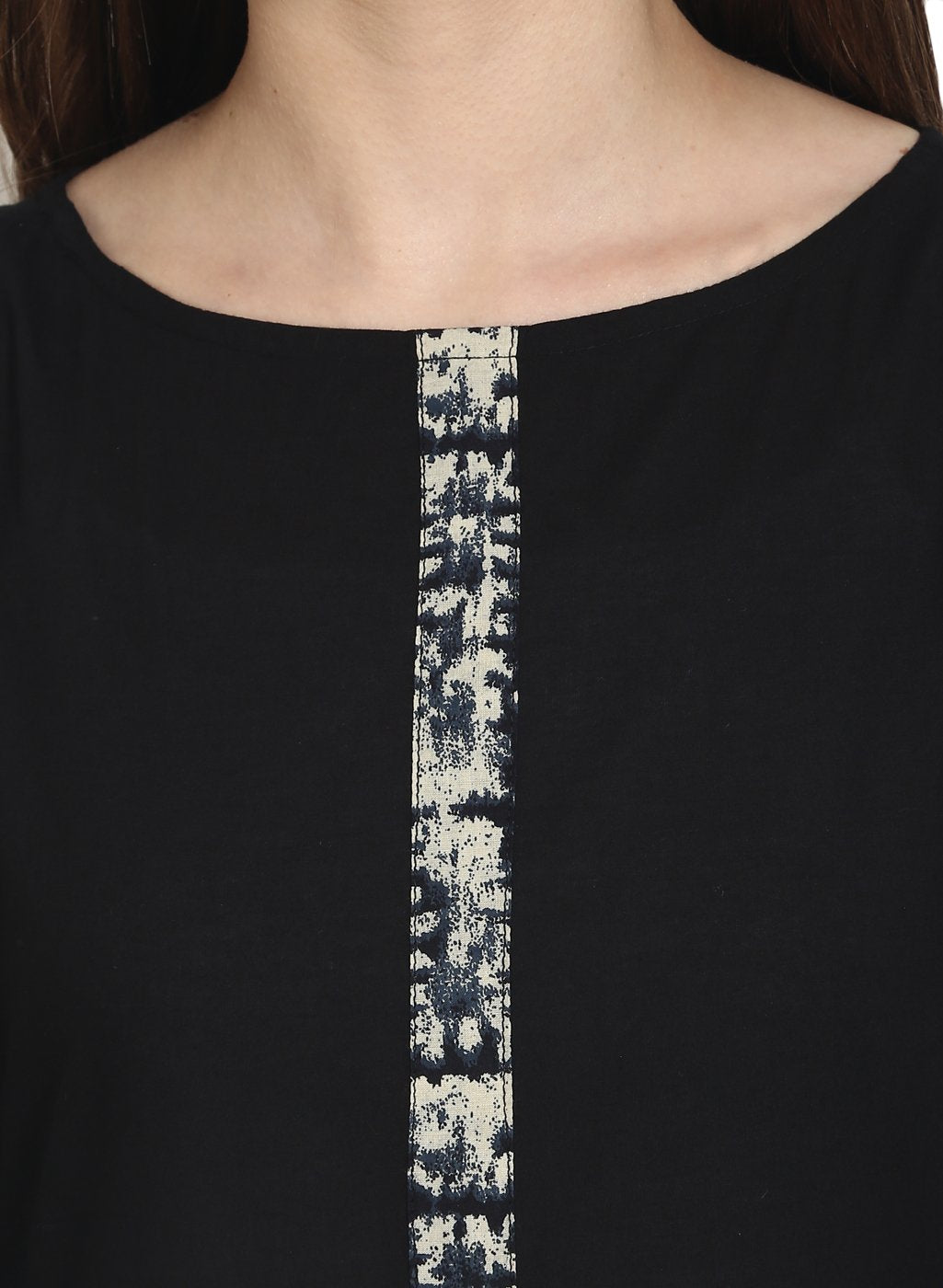 Black 3/4Th Sleeve Cotton Kurta | LASVINI - Redefining Indian Fashion with Elegance