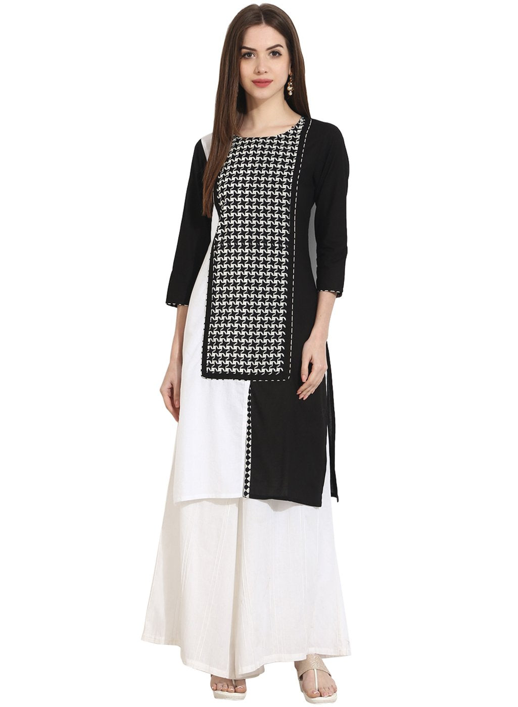 Multi 3/4Th Sleeve Cotton Kurta | LASVINI - Redefining Indian Fashion with Elegance