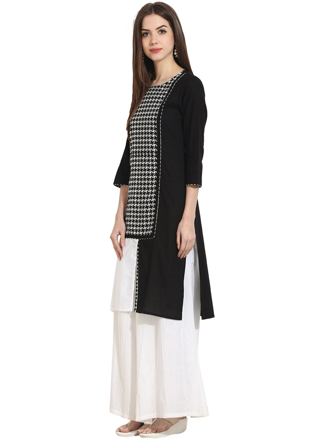 Multi 3/4Th Sleeve Cotton Kurta | LASVINI - Redefining Indian Fashion with Elegance