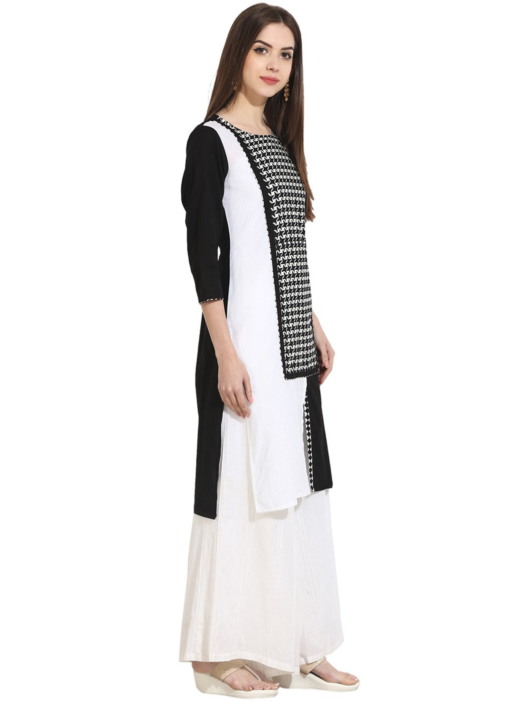 Multi 3/4Th Sleeve Cotton Kurta | LASVINI - Redefining Indian Fashion with Elegance