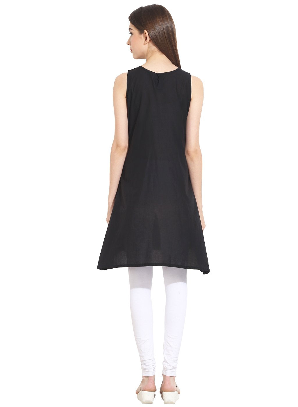 Black Sleevless Cotton Kurti | LASVINI - Redefining Indian Fashion with Elegance