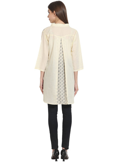 Cream Color 3/4 Sleeve Cotton Tunics | LASVINI - Redefining Indian Fashion with Elegance