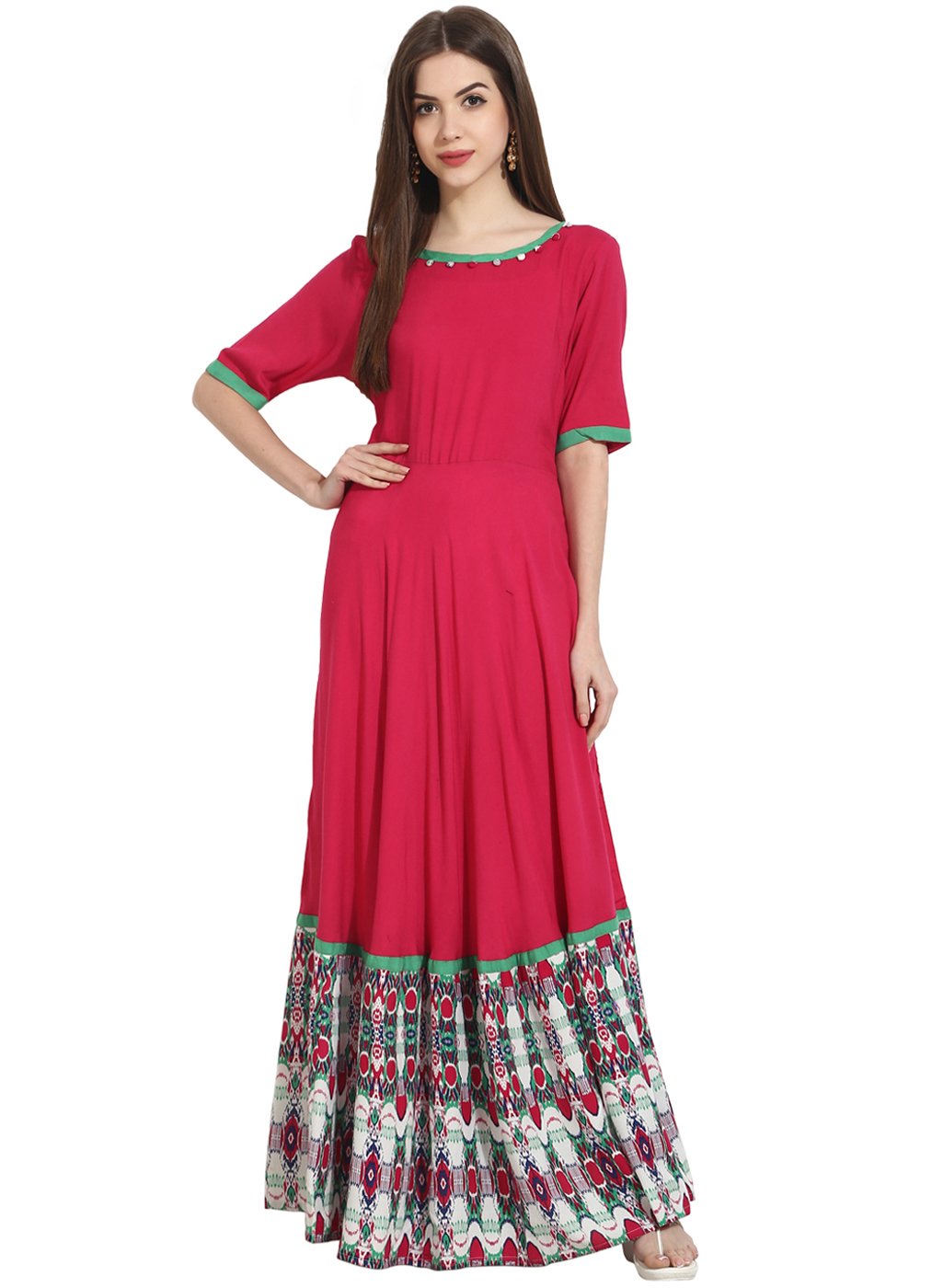 Red Half Sleeve Low Floor Cotton Kurta | LASVINI - Redefining Indian Fashion with Elegance