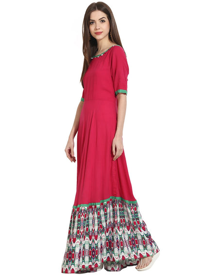 Red Half Sleeve Low Floor Cotton Kurta | LASVINI - Redefining Indian Fashion with Elegance