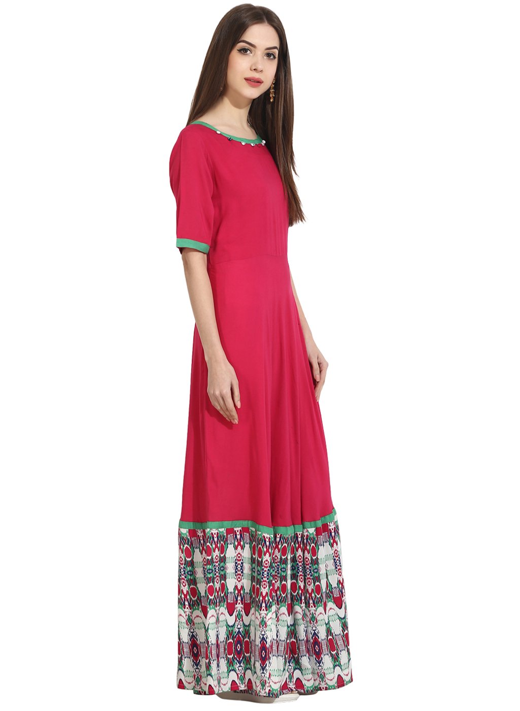 Red Half Sleeve Low Floor Cotton Kurta | LASVINI - Redefining Indian Fashion with Elegance