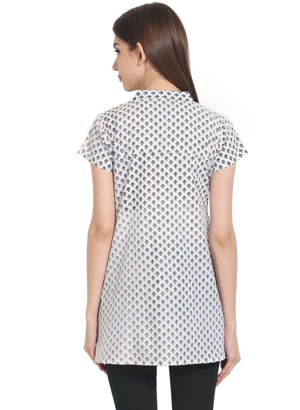White Printed Cap Sleeve Tunics | LASVINI - Redefining Indian Fashion with Elegance