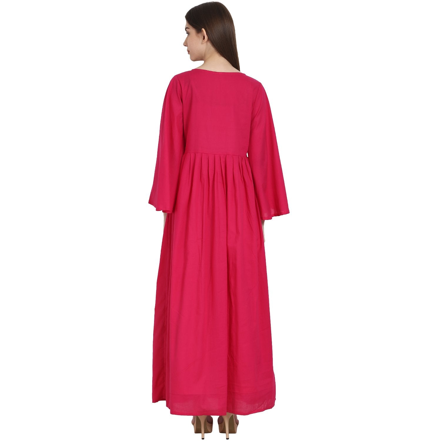 Red Full Sleeve Rayon Front Open A-Line Kurta | LASVINI - Redefining Indian Fashion with Elegance