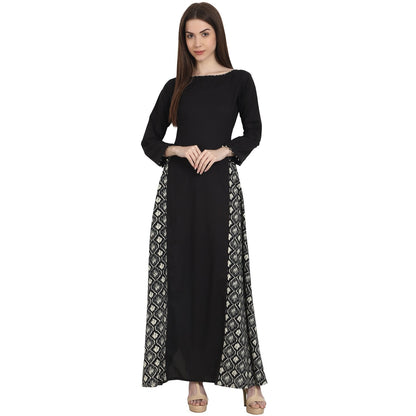 Black Full Sleeve Cotton Floor Length A-Line Kurta | LASVINI - Redefining Indian Fashion with Elegance