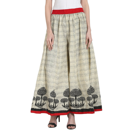 Beige Color Cotton Ankle Length Plazzo | LASVINI - Redefining Indian Fashion with Elegance