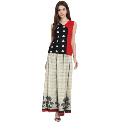 Beige Color Cotton Ankle Length Plazzo | LASVINI - Redefining Indian Fashion with Elegance