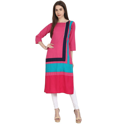 Multi Color 3/4 Sleeve Cotton Kurta | LASVINI - Redefining Indian Fashion with Elegance