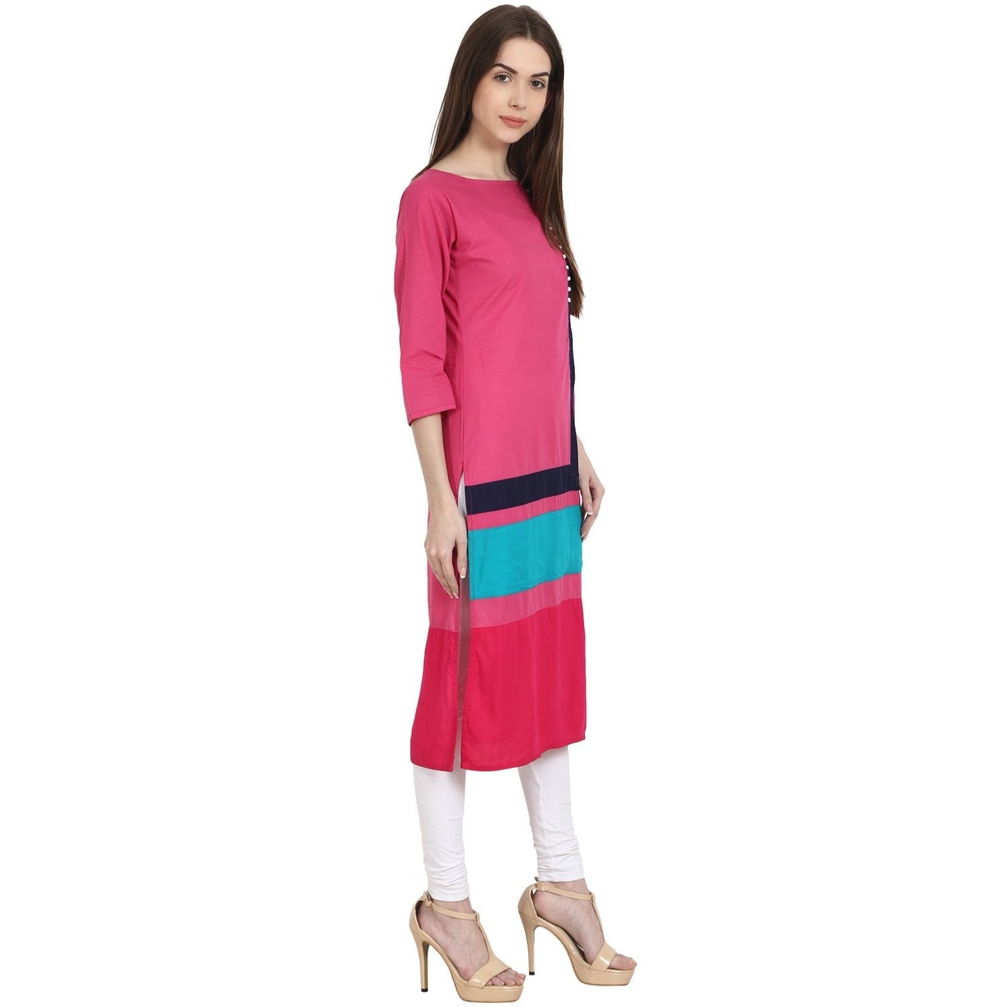 Multi Color 3/4 Sleeve Cotton Kurta | LASVINI - Redefining Indian Fashion with Elegance