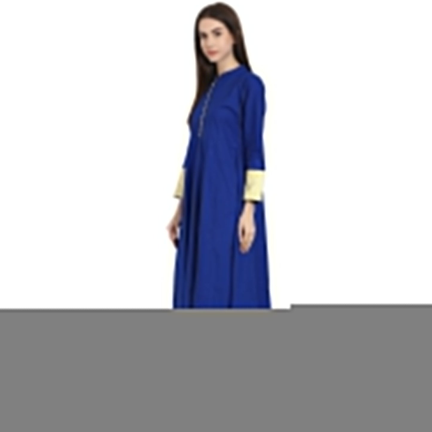 Blue 3/4 Sleeve Cotton Floor Length Anarkali Kurta | LASVINI - Redefining Indian Fashion with Elegance