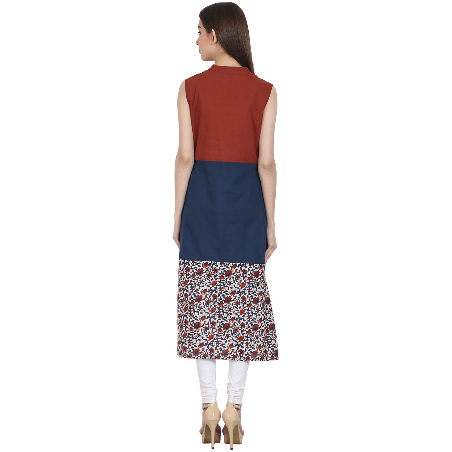 Multi Printed Sleevless Cotton A-Line Kurta | LASVINI - Redefining Indian Fashion with Elegance