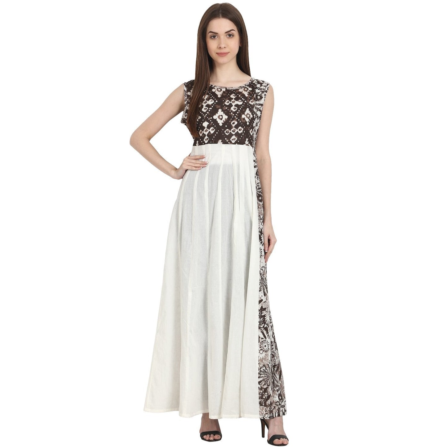 Multi Printed Sleevless Cotton Anarkali Kurta | LASVINI - Redefining Indian Fashion with Elegance