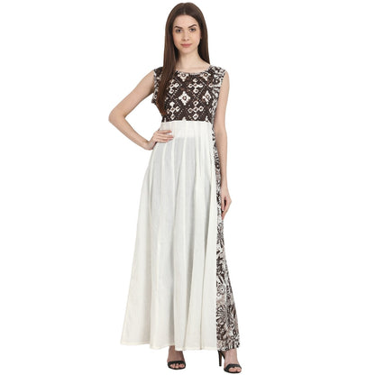 Multi Printed Sleevless Cotton Anarkali Kurta | LASVINI - Redefining Indian Fashion with Elegance