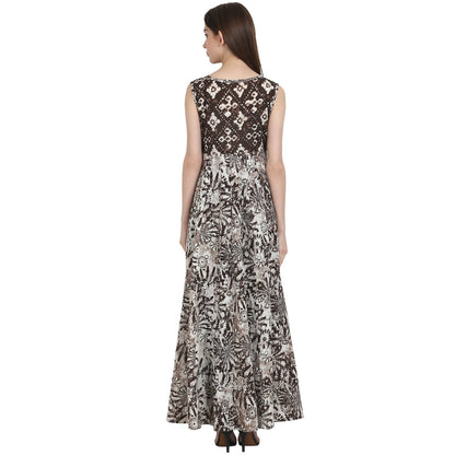 Multi Printed Sleevless Cotton Anarkali Kurta | LASVINI - Redefining Indian Fashion with Elegance