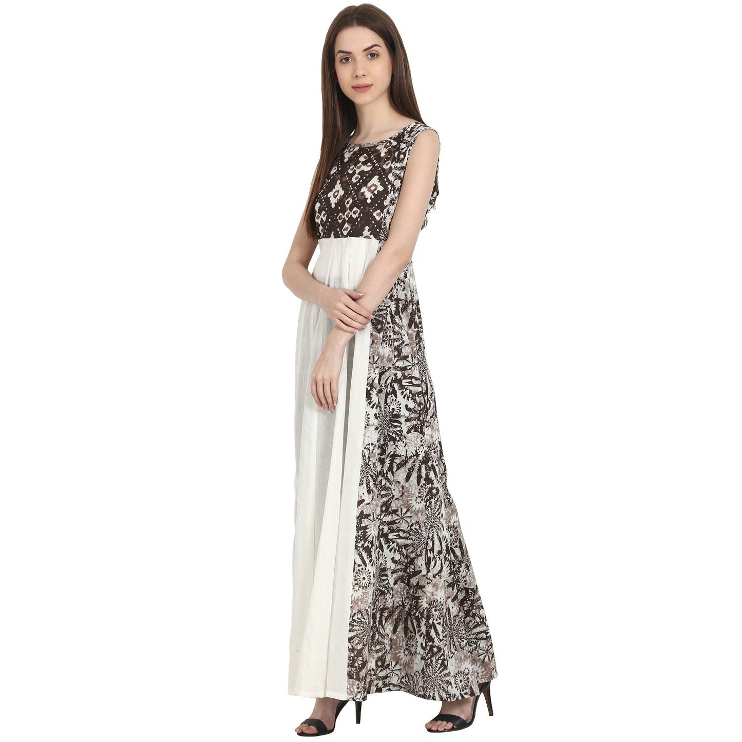 Multi Printed Sleevless Cotton Anarkali Kurta | LASVINI - Redefining Indian Fashion with Elegance