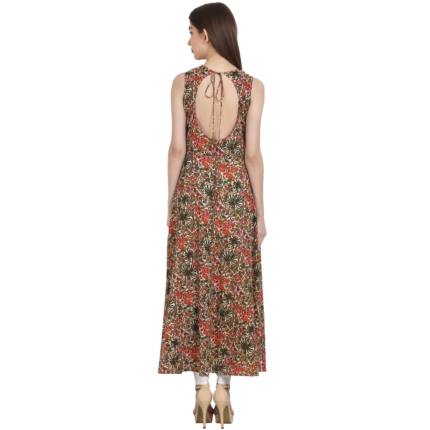 Multi Printed Sleevless Cotton Anarkali Kurta | LASVINI - Redefining Indian Fashion with Elegance