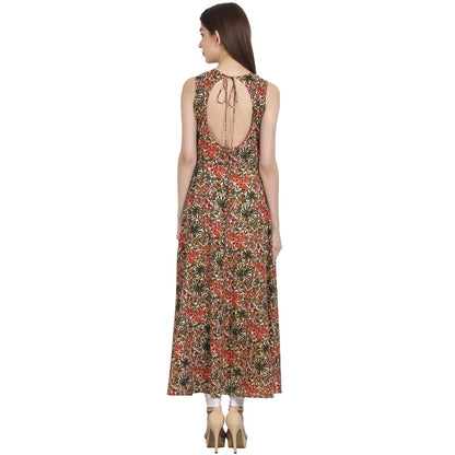 Multi Printed Sleevless Cotton Anarkali Kurta | LASVINI - Redefining Indian Fashion with Elegance