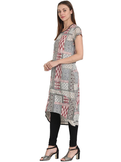 Women Multi Printed Cap Sleeve Cotton Kurta | LASVINI - Redefining Indian Fashion with Elegance