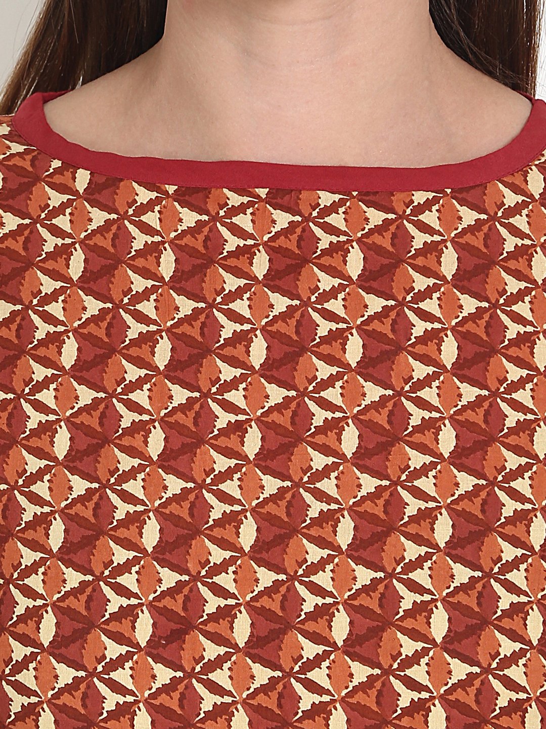 Red Printed Half Sleeve Cotton Kurta | LASVINI - Redefining Indian Fashion with Elegance