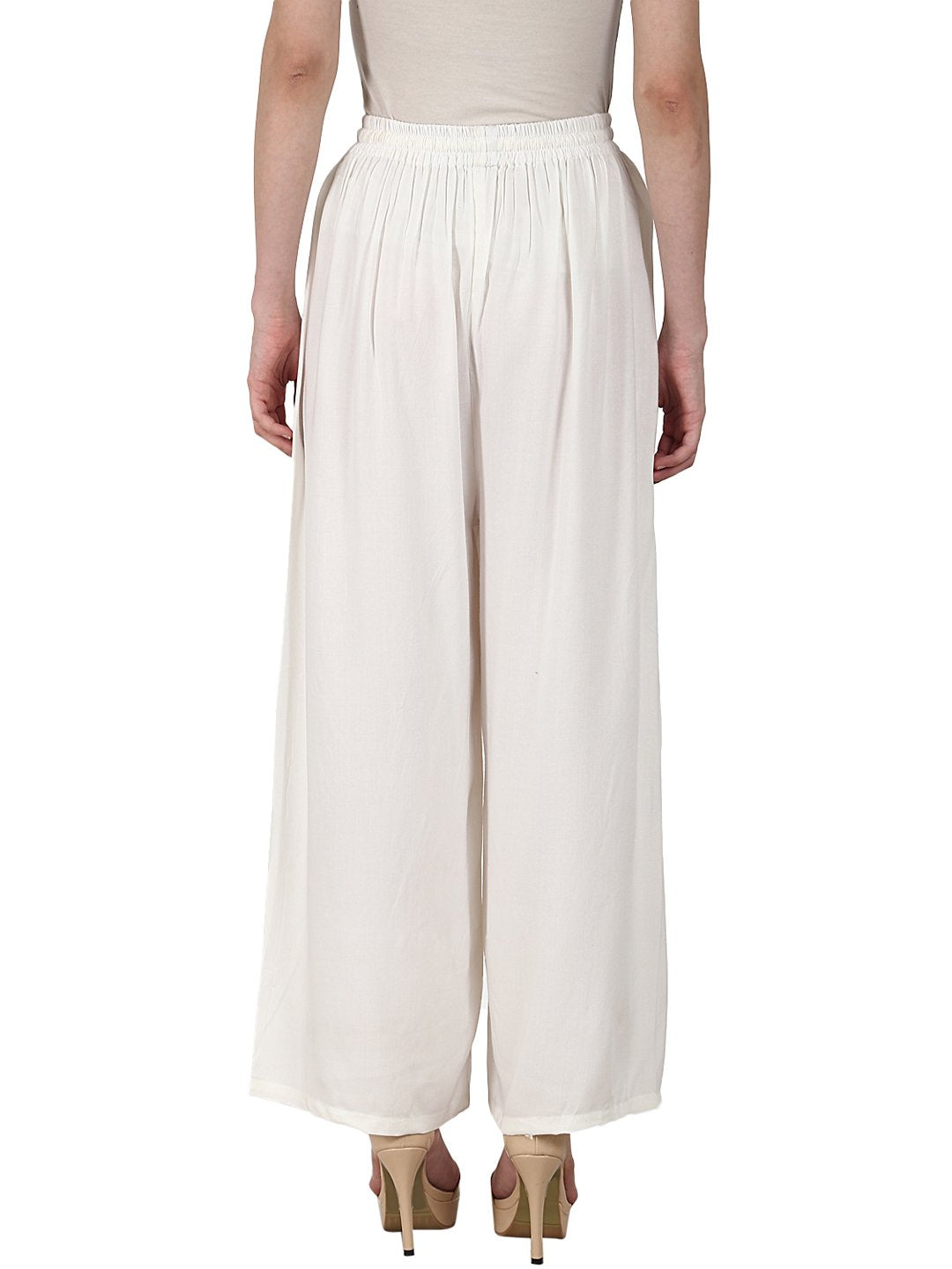 White Ankle Length  Rayonstraight Plazzo | LASVINI - Redefining Indian Fashion with Elegance