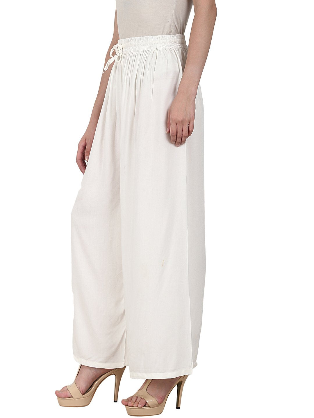 White Ankle Length  Rayonstraight Plazzo | LASVINI - Redefining Indian Fashion with Elegance