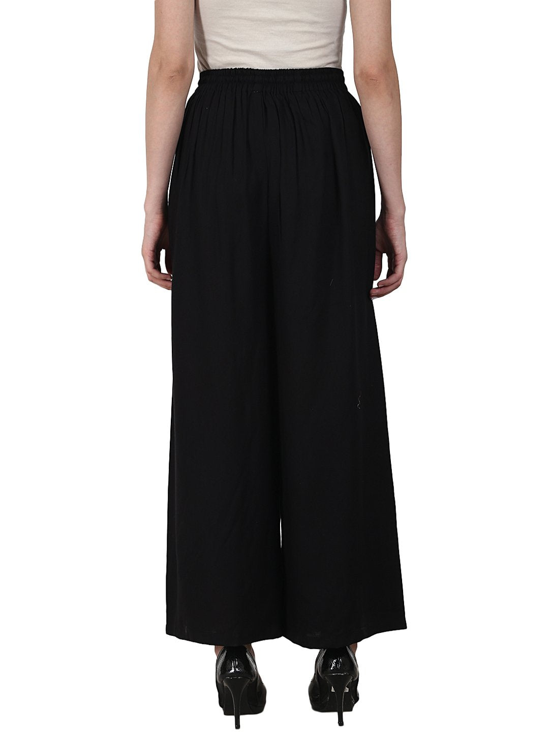 Black Ankle Length  Rayonstraight Plazzo | LASVINI - Redefining Indian Fashion with Elegance