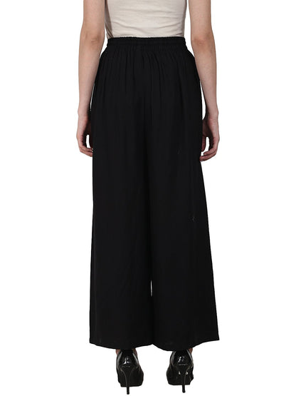 Black Ankle Length  Rayonstraight Plazzo | LASVINI - Redefining Indian Fashion with Elegance