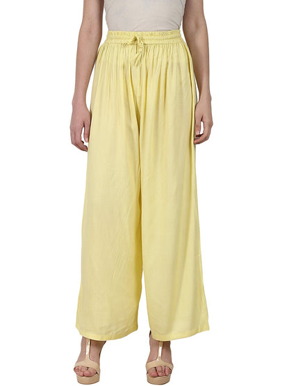 Yellow Ankle Length Rayon Straight Plazzo | LASVINI - Redefining Indian Fashion with Elegance