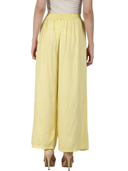 Yellow Ankle Length Rayon Straight Plazzo | LASVINI - Redefining Indian Fashion with Elegance