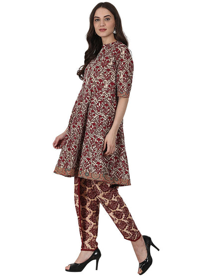 Grey Printed Half Sleeve Cotton Kurta | LASVINI - Redefining Indian Fashion with Elegance