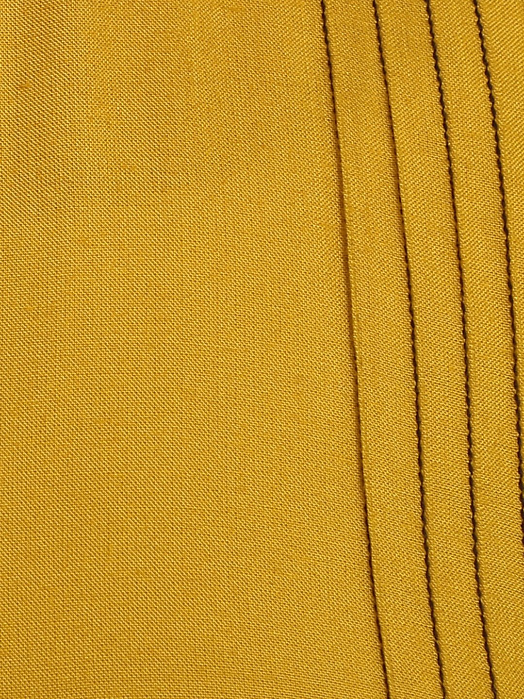 Solid Yellow 3/4Th Sleeve Rayon A-Line Kurta With Pleats Work At Yoke | LASVINI - Redefining Indian Fashion with Elegance
