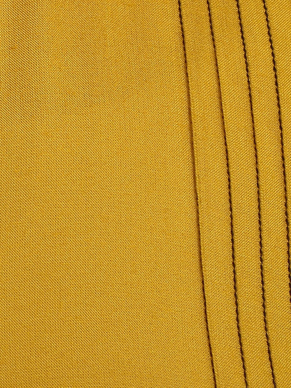 Solid Yellow 3/4Th Sleeve Rayon A-Line Kurta With Pleats Work At Yoke | LASVINI - Redefining Indian Fashion with Elegance
