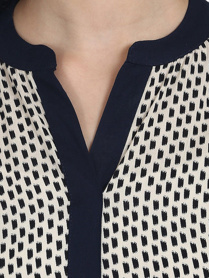 Black Printed 3/4Th Sleeve Cotton Kurta | LASVINI - Redefining Indian Fashion with Elegance