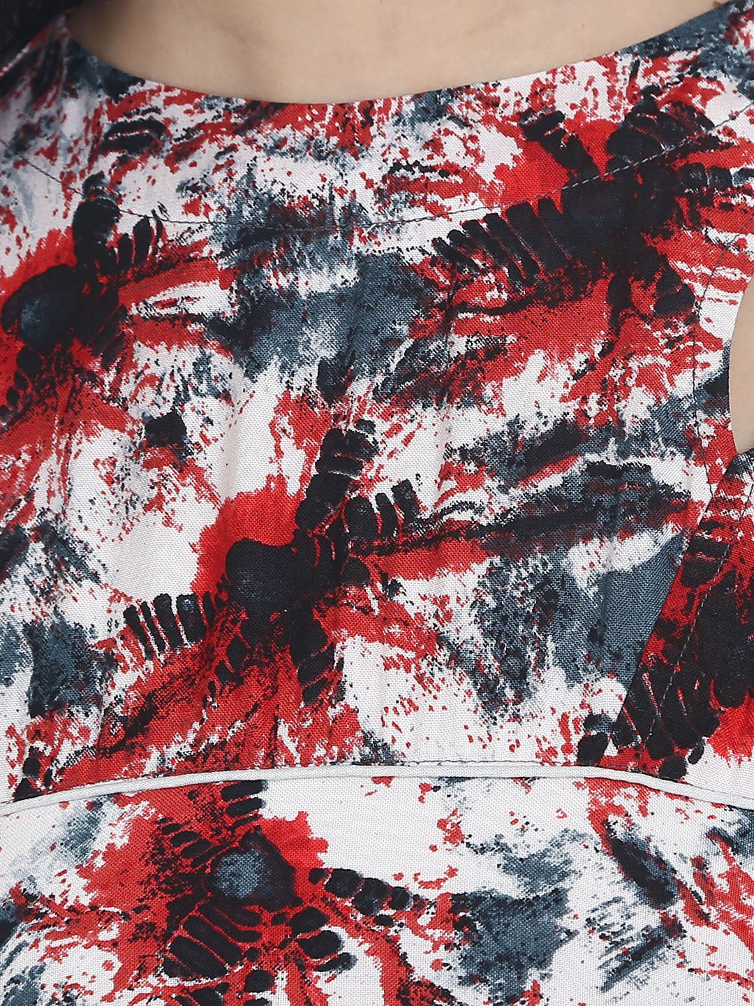 Red Printed 3/4Th Sleeve Rayon Anarkali Kurta | LASVINI - Redefining Indian Fashion with Elegance