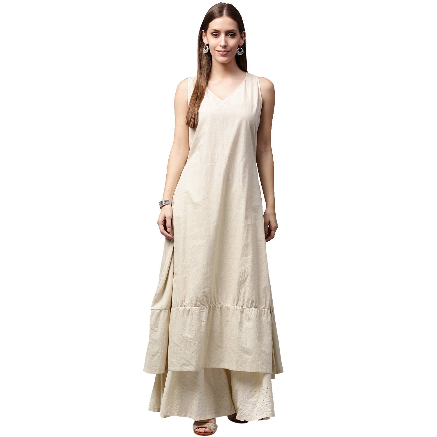 Blue Tie Tie Print 3/4Th Sleeve Cold Shoulder Cotton Double Layer Kurta | LASVINI - Redefining Indian Fashion with Elegance