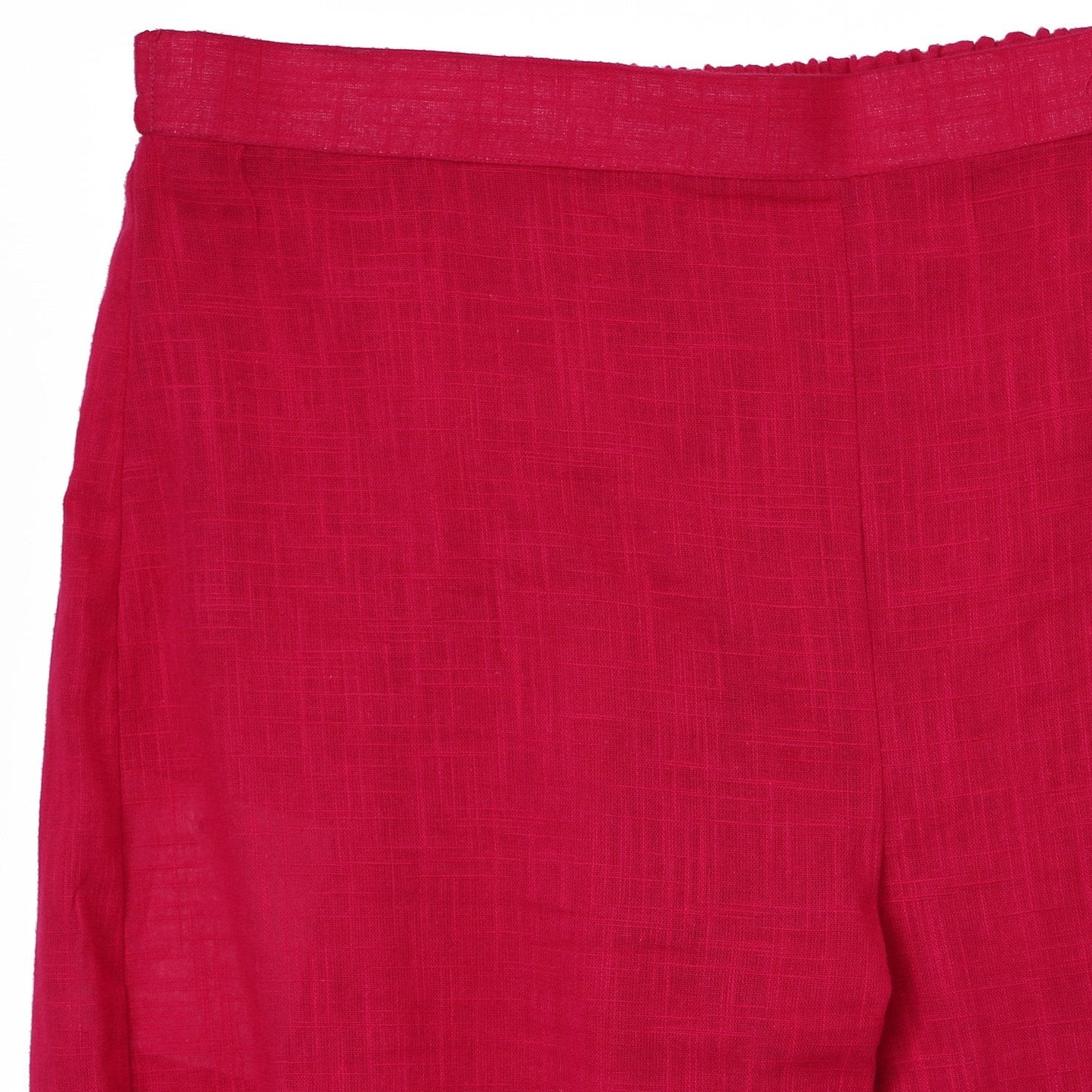 Pink 3/4Th Sleeve Cotton Slub Anarkali Kurta With Pink Flared Palazzo | LASVINI - Redefining Indian Fashion with Elegance