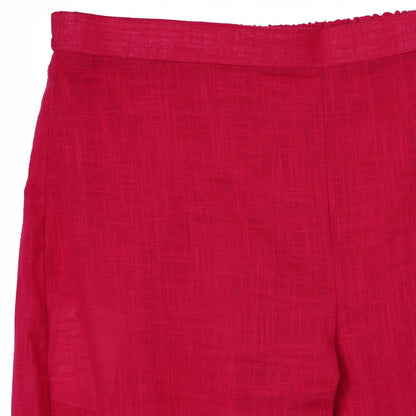 Pink 3/4Th Sleeve Cotton Slub Anarkali Kurta With Pink Flared Palazzo | LASVINI - Redefining Indian Fashion with Elegance