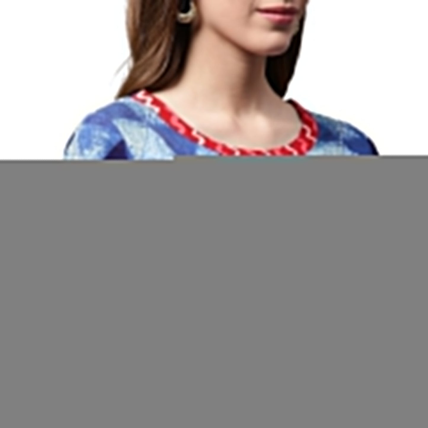 Blue Printed Half Sleeve Cotton Straight Kurta With Pocket | LASVINI - Redefining Indian Fashion with Elegance