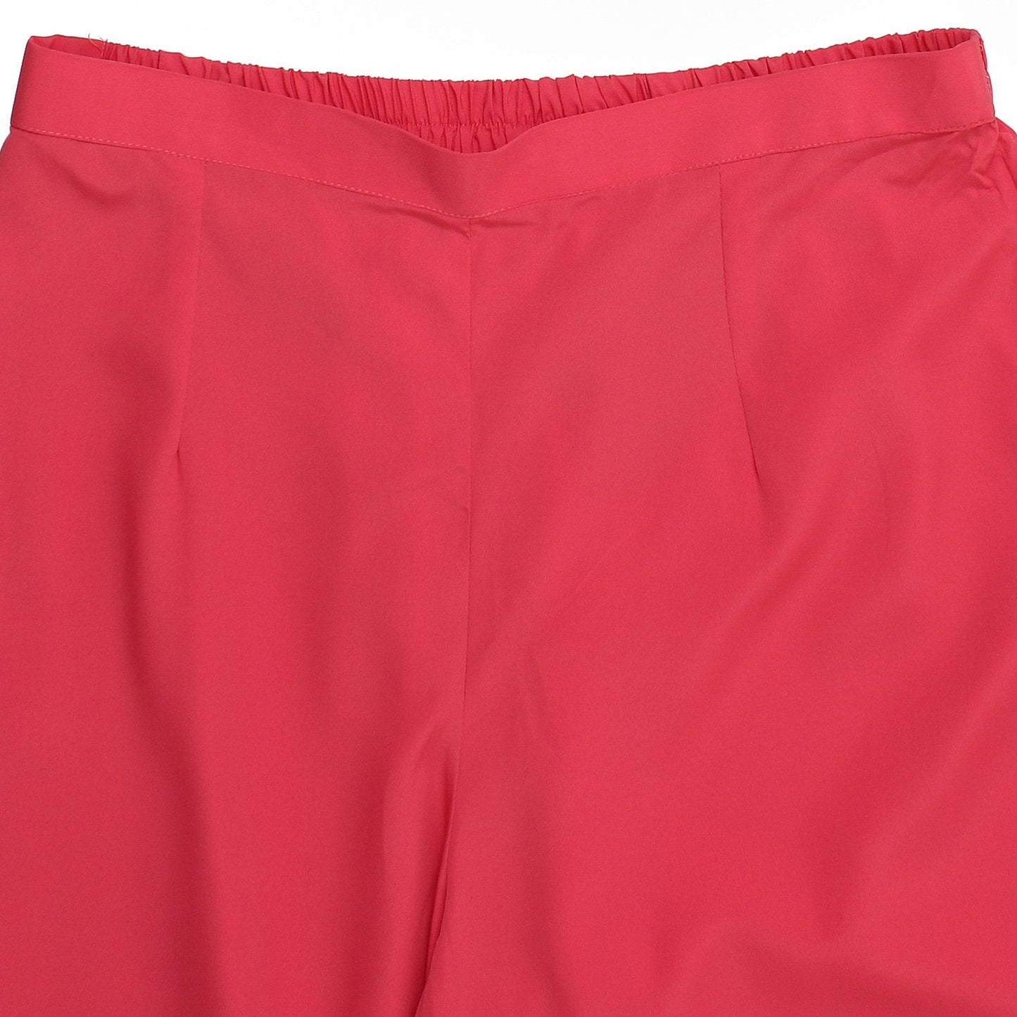 Red 3/4Th Sleeve Crepe Kurta With Tussel Work At Yoke With White Printed Palazzo | LASVINI - Redefining Indian Fashion with Elegance