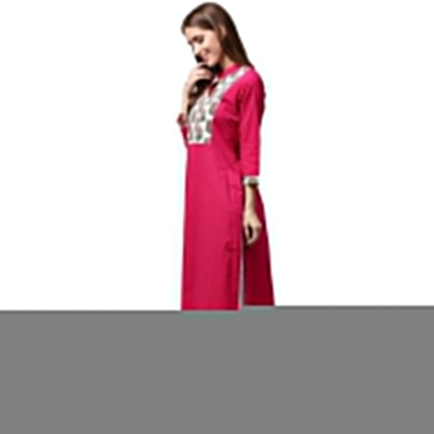 Pink Printed 3/4Th Sleeve Cotton Kurta | LASVINI - Redefining Indian Fashion with Elegance