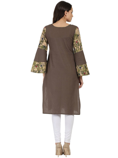Brown Full Sleeve Cotton Kurta | LASVINI - Redefining Indian Fashion with Elegance