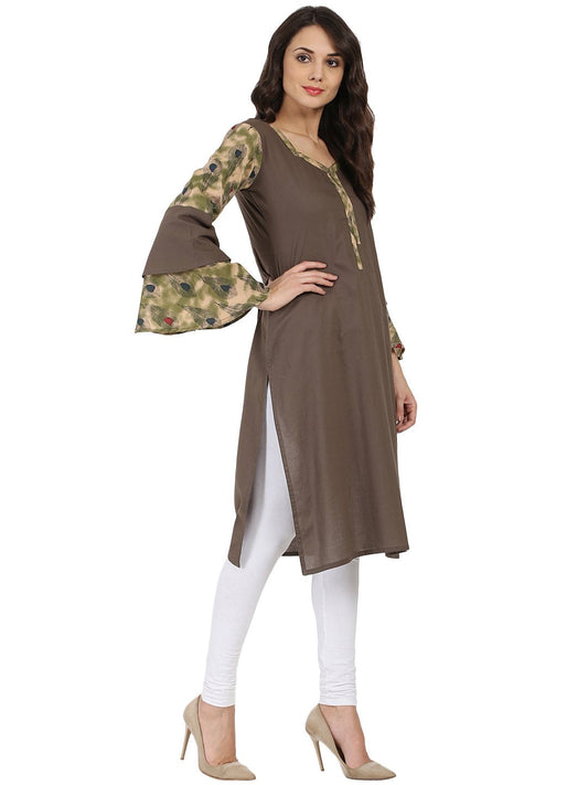 Brown Full Sleeve Cotton Kurta | LASVINI - Redefining Indian Fashion with Elegance